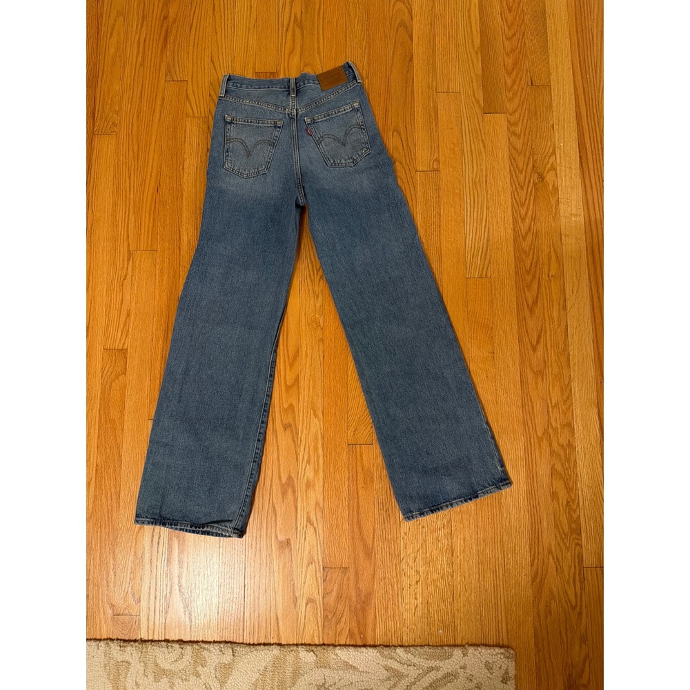 Levis Ribcage Wide Leg High Rise Blue Denim Jeans W25 L32 A6081-0022 - Picture 3 of 7